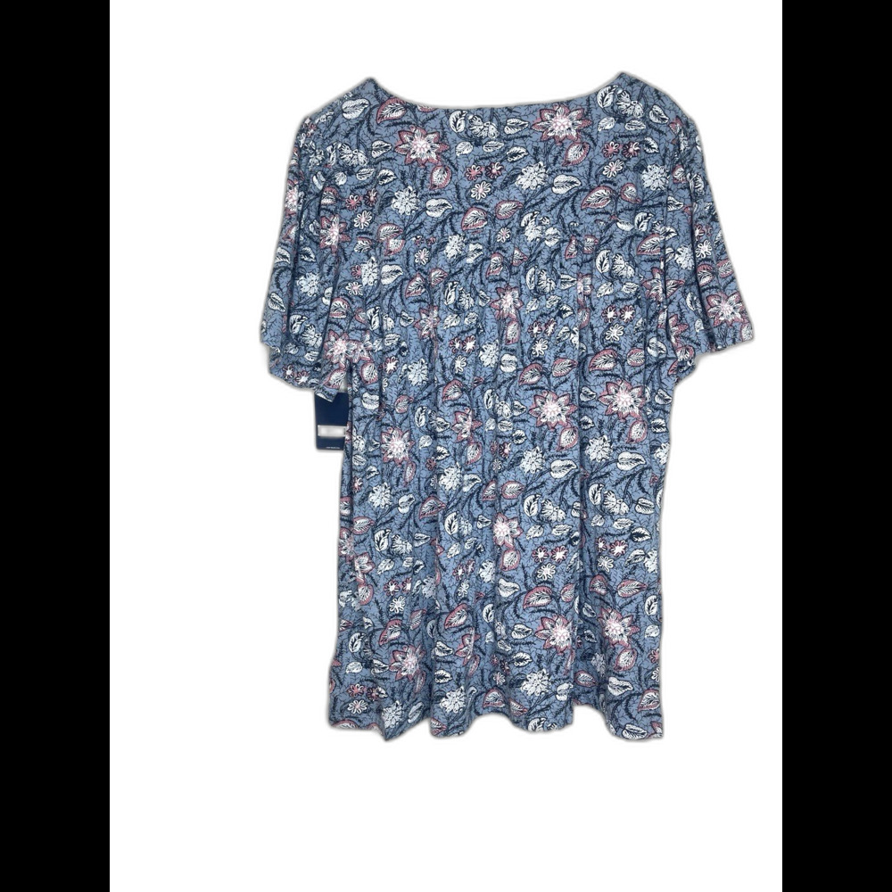 Lucky Brand Women 3X Blue Pink Floral Boho Peasant Blouse Smocked Yoke Plus Size - Picture 10 of 13
